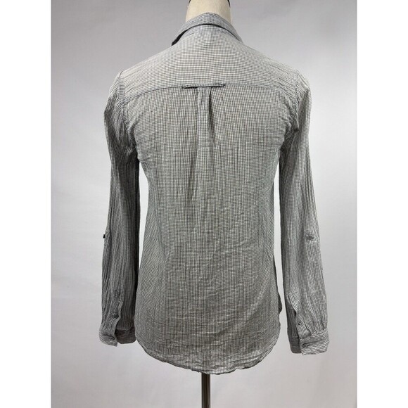 Joie Cherina Button Down Grey White Gingham Size Small Lightweight Pockets - Picture 2 of 11